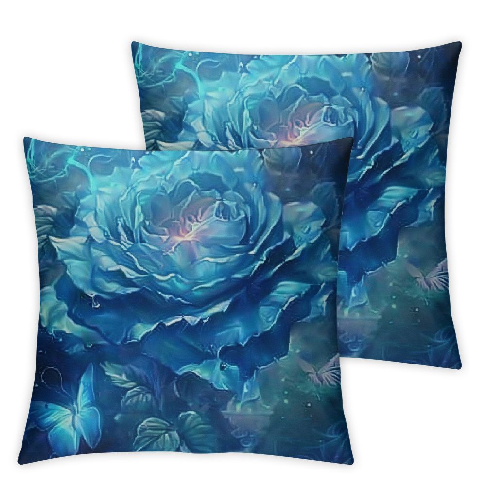 Roses Throw Pillow Cover 22x22 Inch, Smog Butterflies 3D Flowers