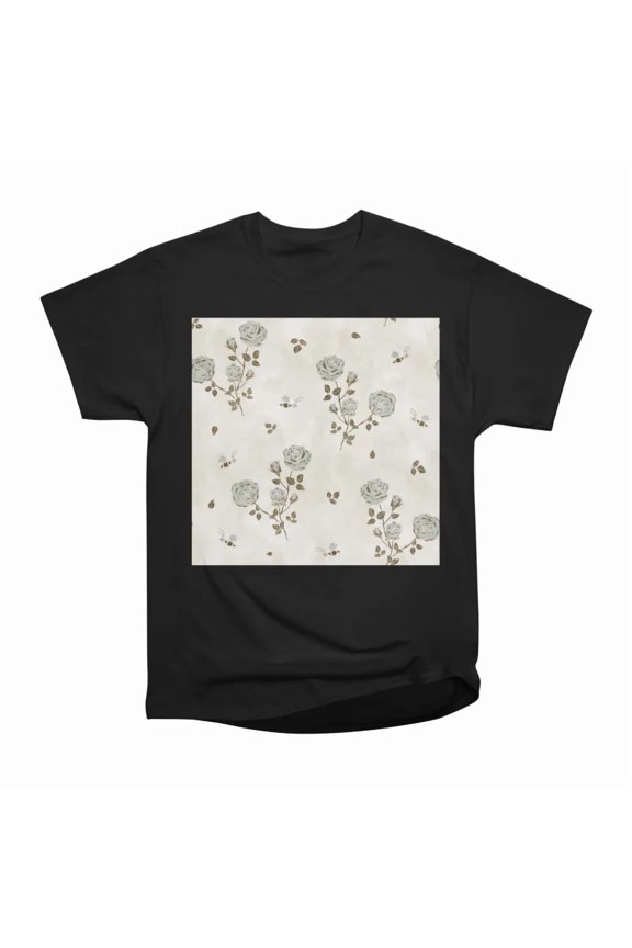 Roses and Honey Bees with Neutral Tones T-Shirt Tee Gift For Him Merch For Her Apparel For