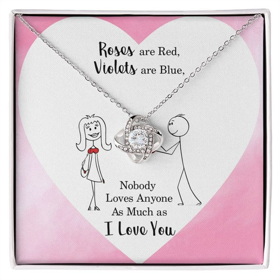 Roses are Red Infinity Knot Necklace Message Card