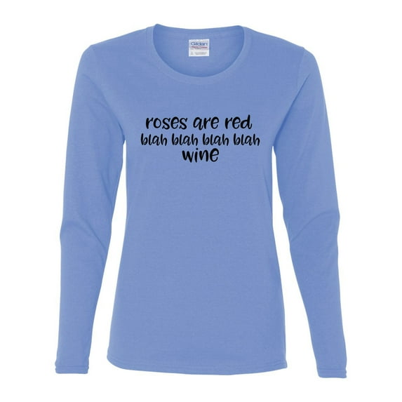 Roses are Red Valentine's Day Women's Long Sleeve Shirt-Carolina Blue-XXL