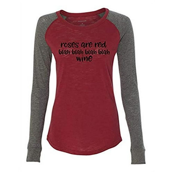 Roses are Red Valentine's Day Women's Raglan Long Sleeve Shirt-Garnet/Granite-Medium