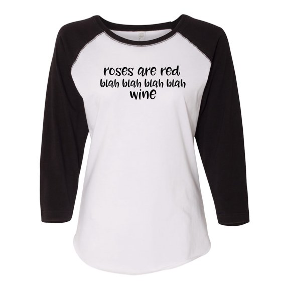 Roses are Red Valentine's Day Women's Raglan Shirt-White/Solid Black-XL
