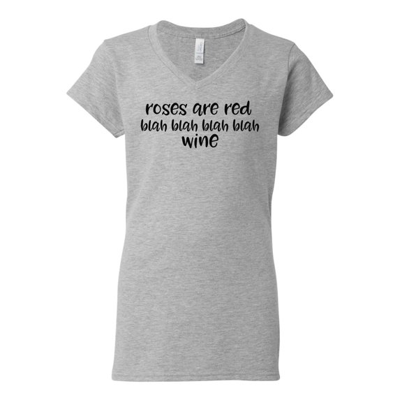 Roses are Red Valentine's Day Women's V-Neck Shirt-Sports Grey-Large