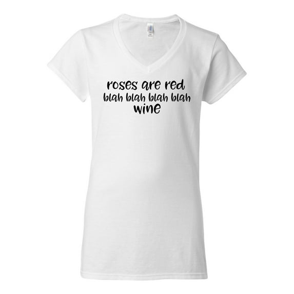 Roses are Red Valentine's Day Women's V-Neck Shirt-White-Medium