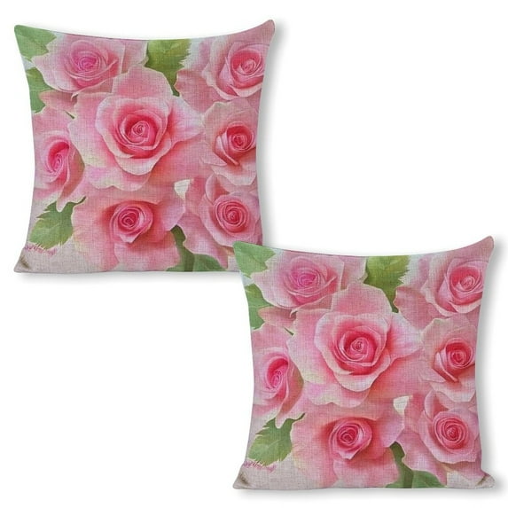Roses bouquet Linen toss pillowcase decoration pillowcase gifting preferred 20x20 inch cushion cover 2 sets sofa pillowcase sofa bedroom living room car