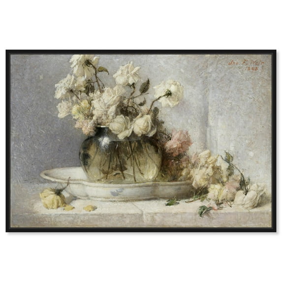 Roses by John Ferguson Weir Canvas Vintage Farm Wall Art by Art Remedy, Black Frame, 24" x 16"