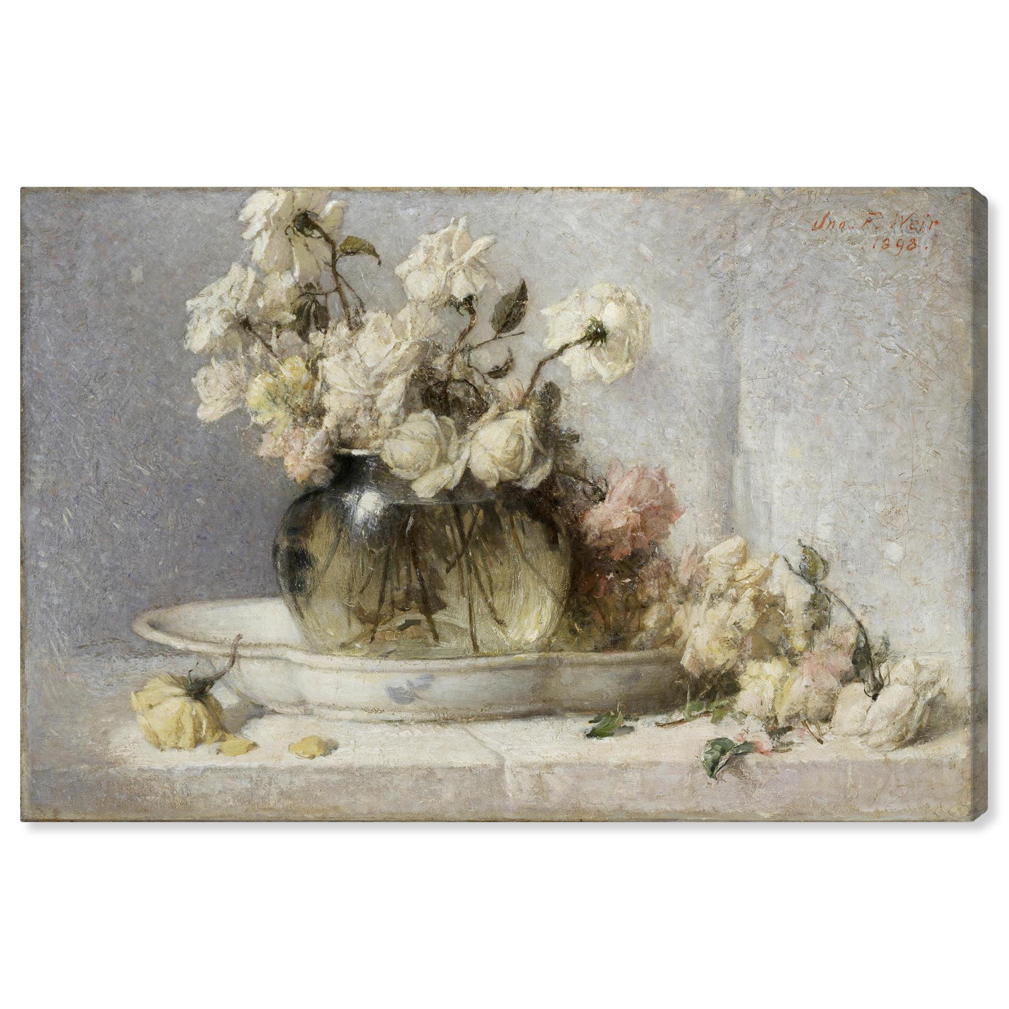Vintage Floral Botanical Canvas Art with Wood Frame, 15" x 10"