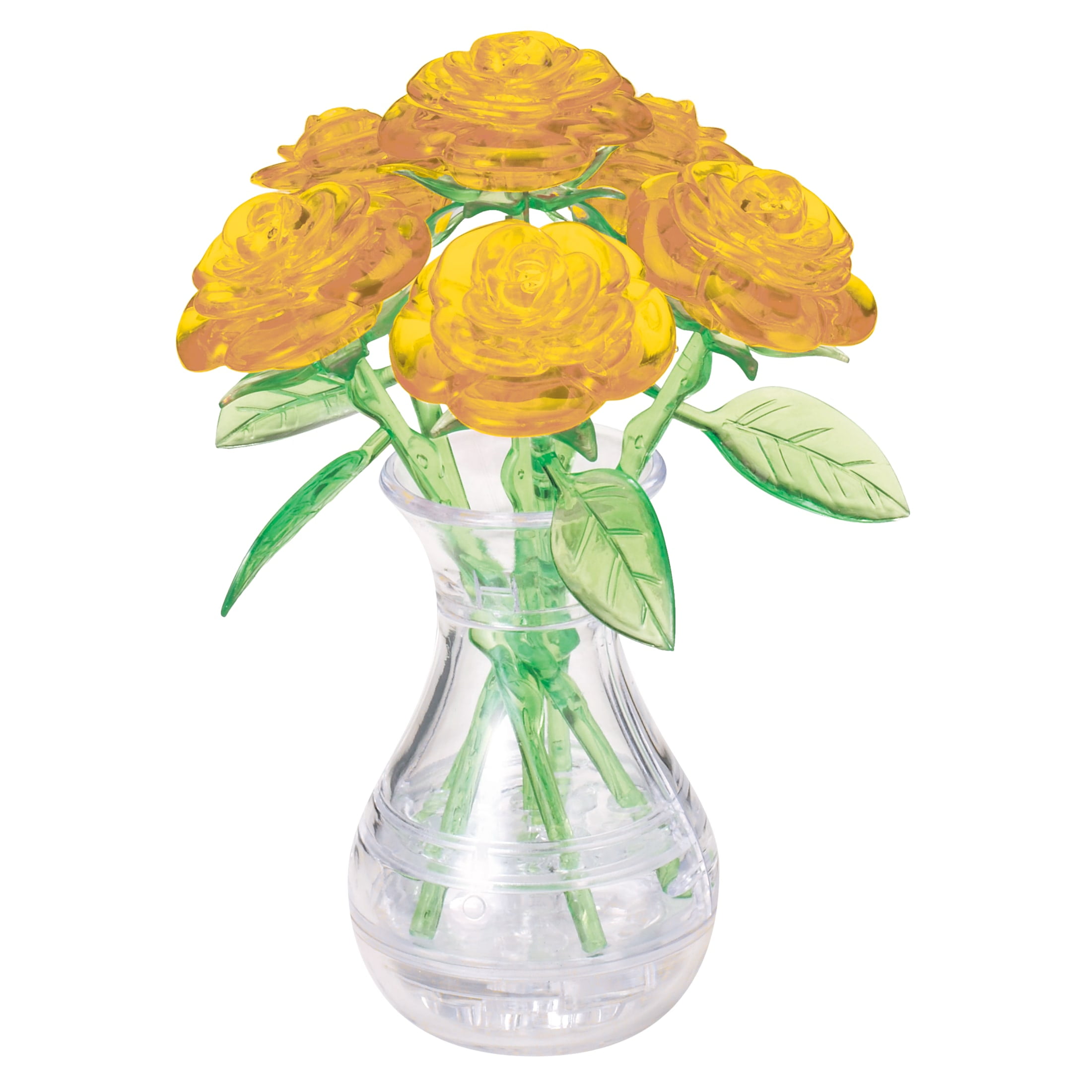 Yellow Roses in Clear Vase 3D Crystal Puzzle, 46 Pieces