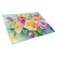 thumbnail image 1 of Roses in Watercolor Glass Cutting Board Large 12 in x 15 in, 1 of 5