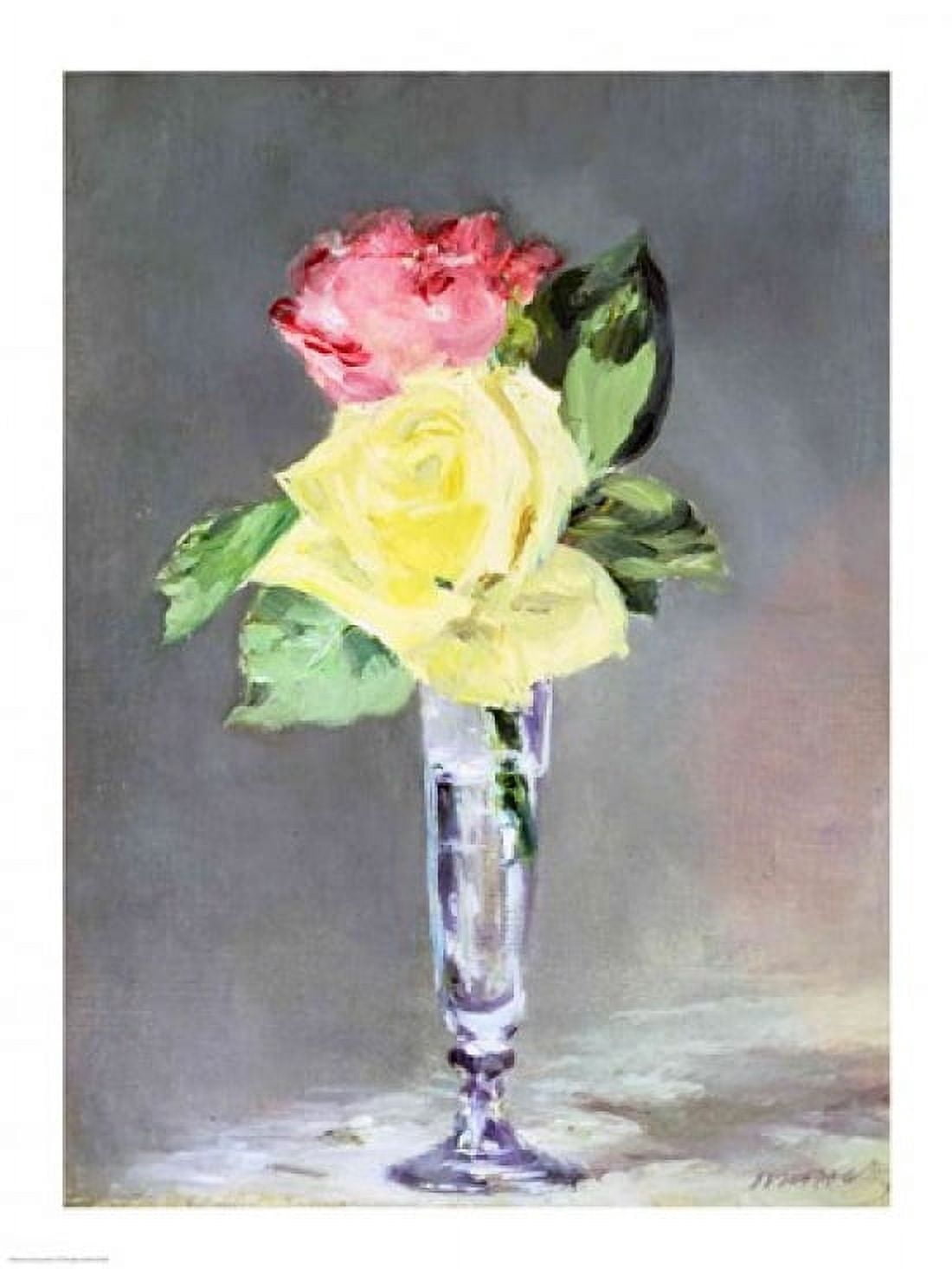 Roses in a Champagne Glass c1882 Canvas Art - Edouard Manet (18 x 24)