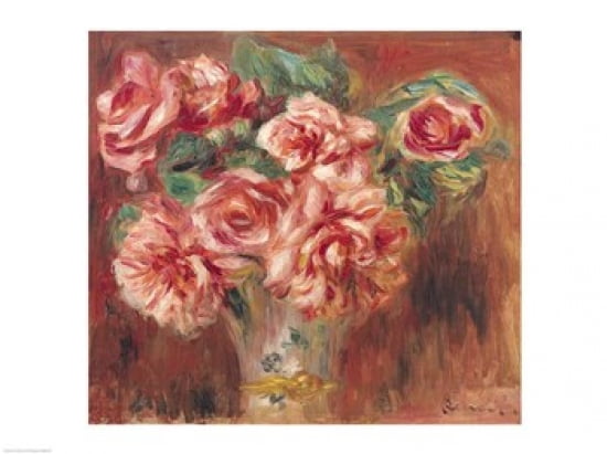 Roses in a Vase c1890 Canvas Art - Pierre-Auguste Renoir (24 x 18)
