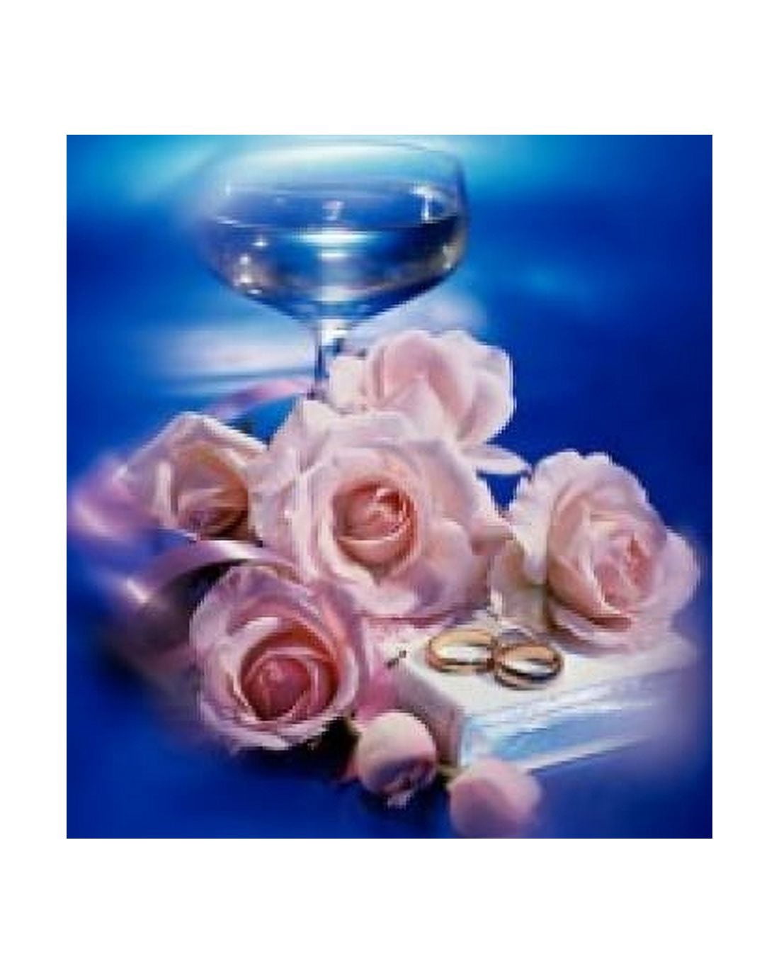 Roses with two wedding rings and the Bible near a wineglass Canvas Art - (18 x 24)