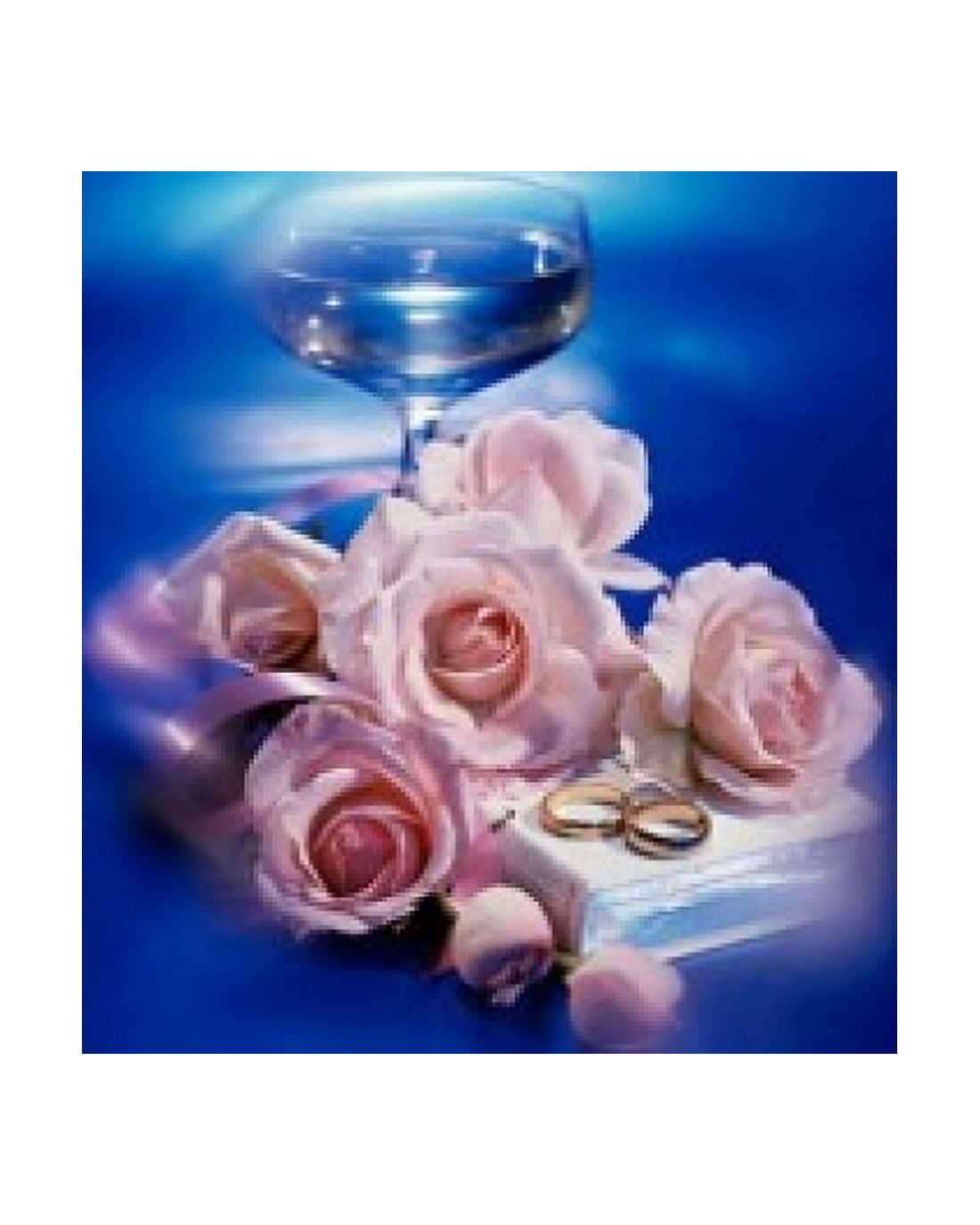 Roses with two wedding rings and the Bible near a wineglass Canvas Art - (24 x 36)