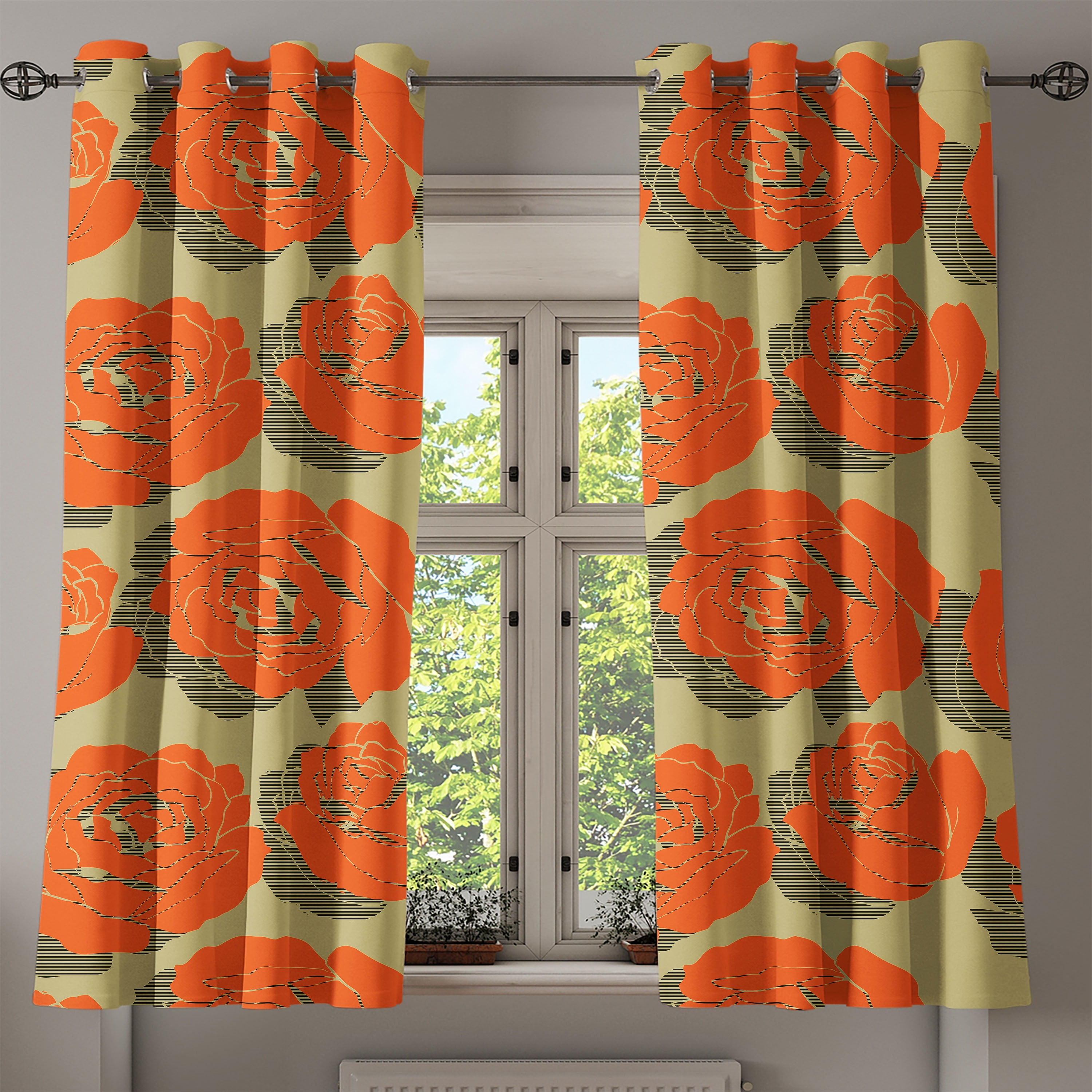 Rosetta Grommet Curtain, Modern Inspirations Delicate Tangerine Colored