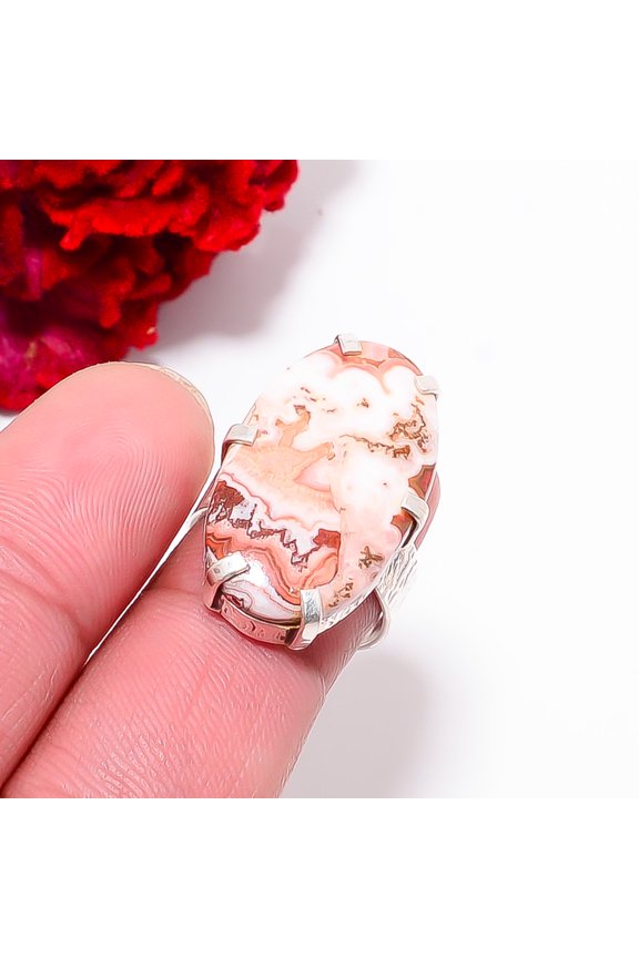 Rosetta Jasper - United State Gemstone 925 Sterling Silver Ring S.7 R97770, Christmas Gift