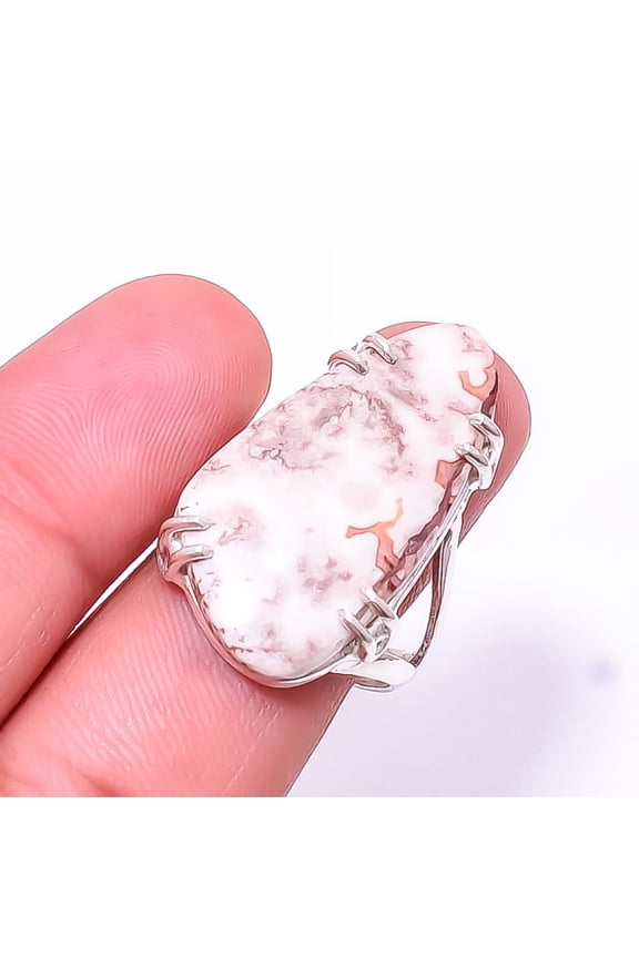 Rosetta Jasper -United State Solitaire Gemstone Handmade 925 Sterling Silver Ring s.9, Pink Rosetta Jasper Ring R_8024_295_52