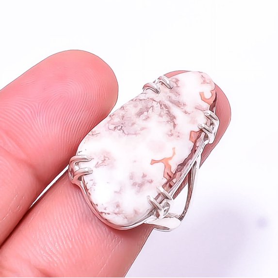 Rosetta Jasper -United State Solitaire Gemstone Handmade 925 Sterling Silver Ring s.9, Pink Rosetta Jasper Ring R_8024_295_52
