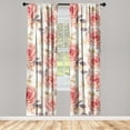 thumbnail image 1 of Rosetta Window Curtains, Vintage Design Rose Pattern with Leaves Delicate Floral Boho Print, Lightweight Decor 2-Panel Set with Rod Pocket, Pair of - 28"x95", Coral Cream and Sage Green, by Ambesonne, 1 of 3