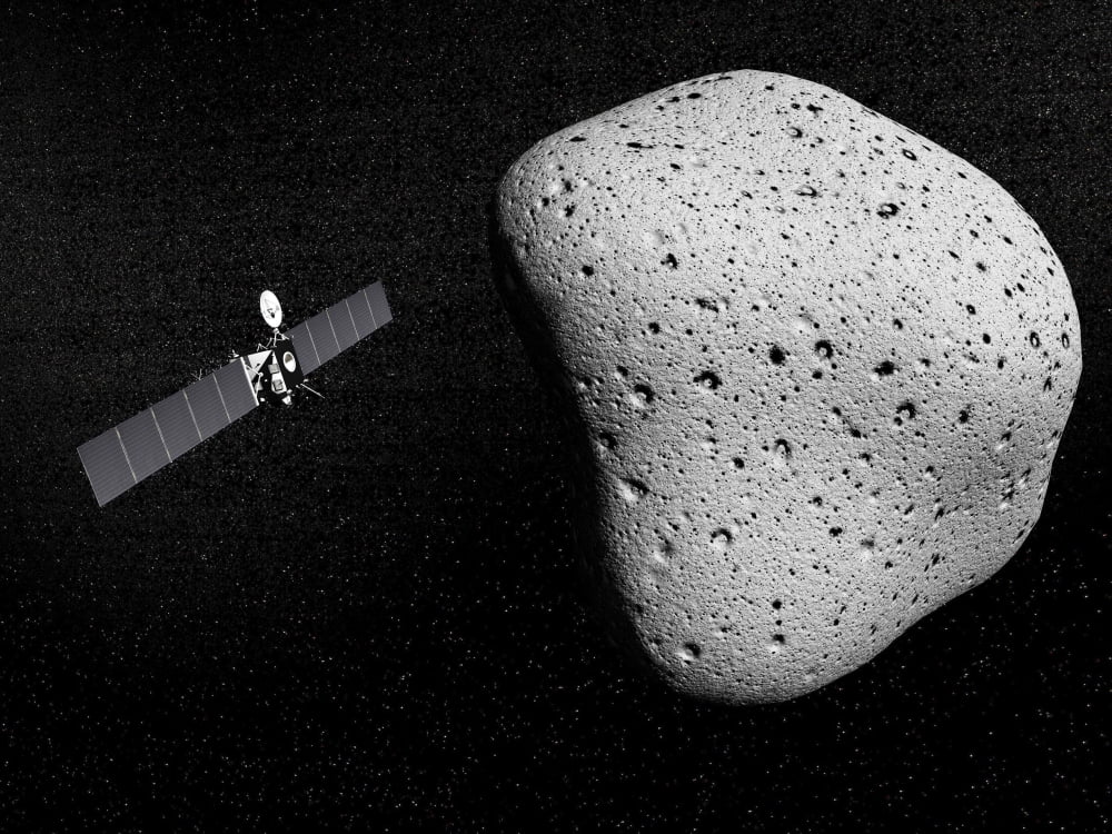Rosetta probe and comet 67P Churyumov-Gerasimenko Canvas Art - Elena DuvernayStocktrek Images (17 x 13)