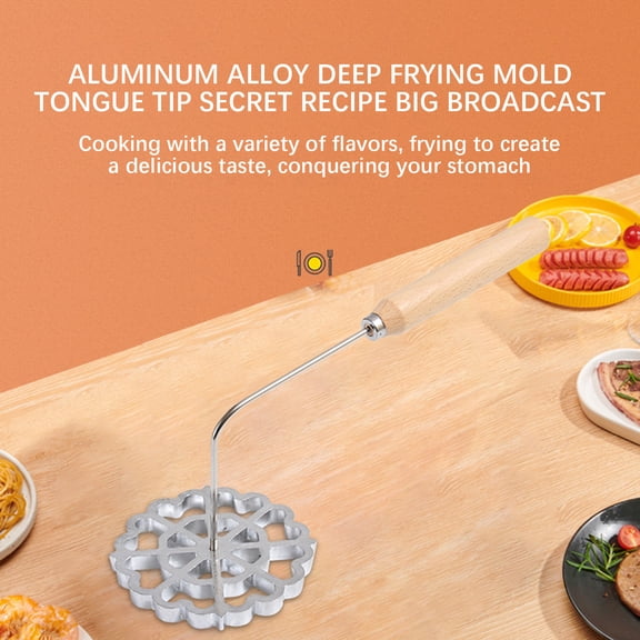 Rosette Cookie Maker | Aluminum Alloy Frying MoldS with Detachable Wooden Handle | Traditional Holiday Dessert & Snack Tool | 4.7 Inch Home Baking Gadget