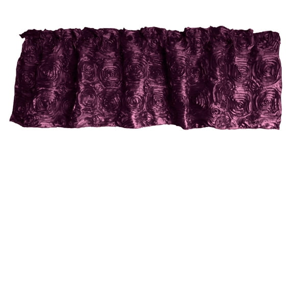 Rosette Floral Pop Up Flower Window Valance 54 Inch Wide Plum