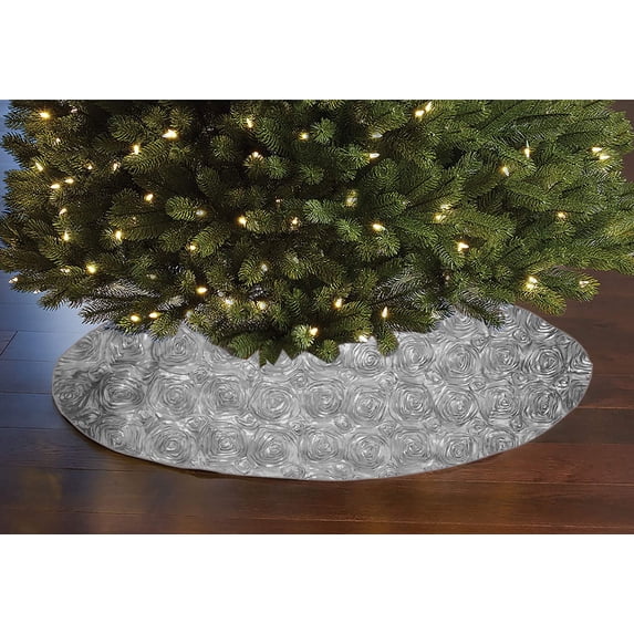 Rosette Floral Tree Skirt Christmas Decoration 52" Round Skirt