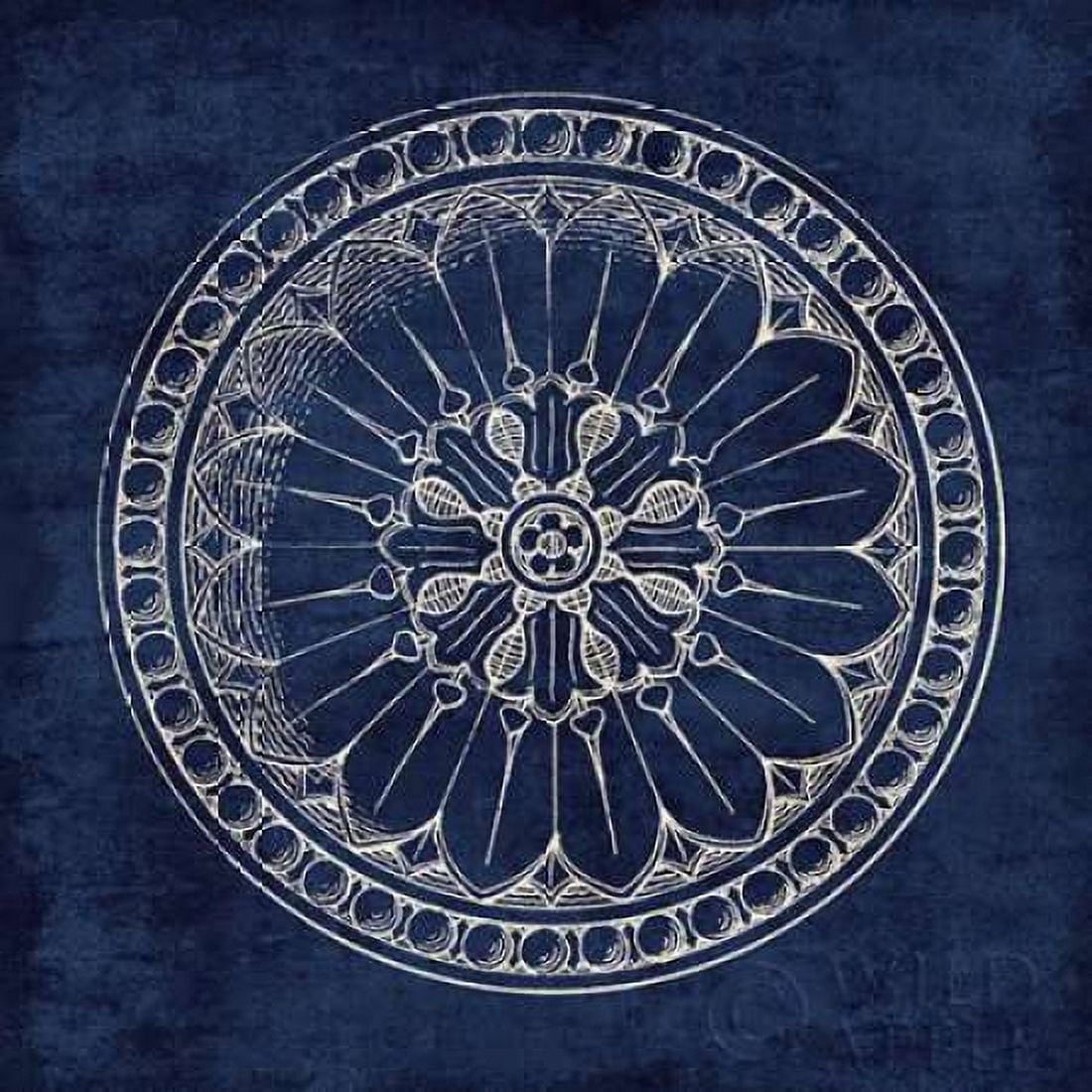 Rosette I Indigo Canvas Art - Wild Apple Portfolio (24 x 24)