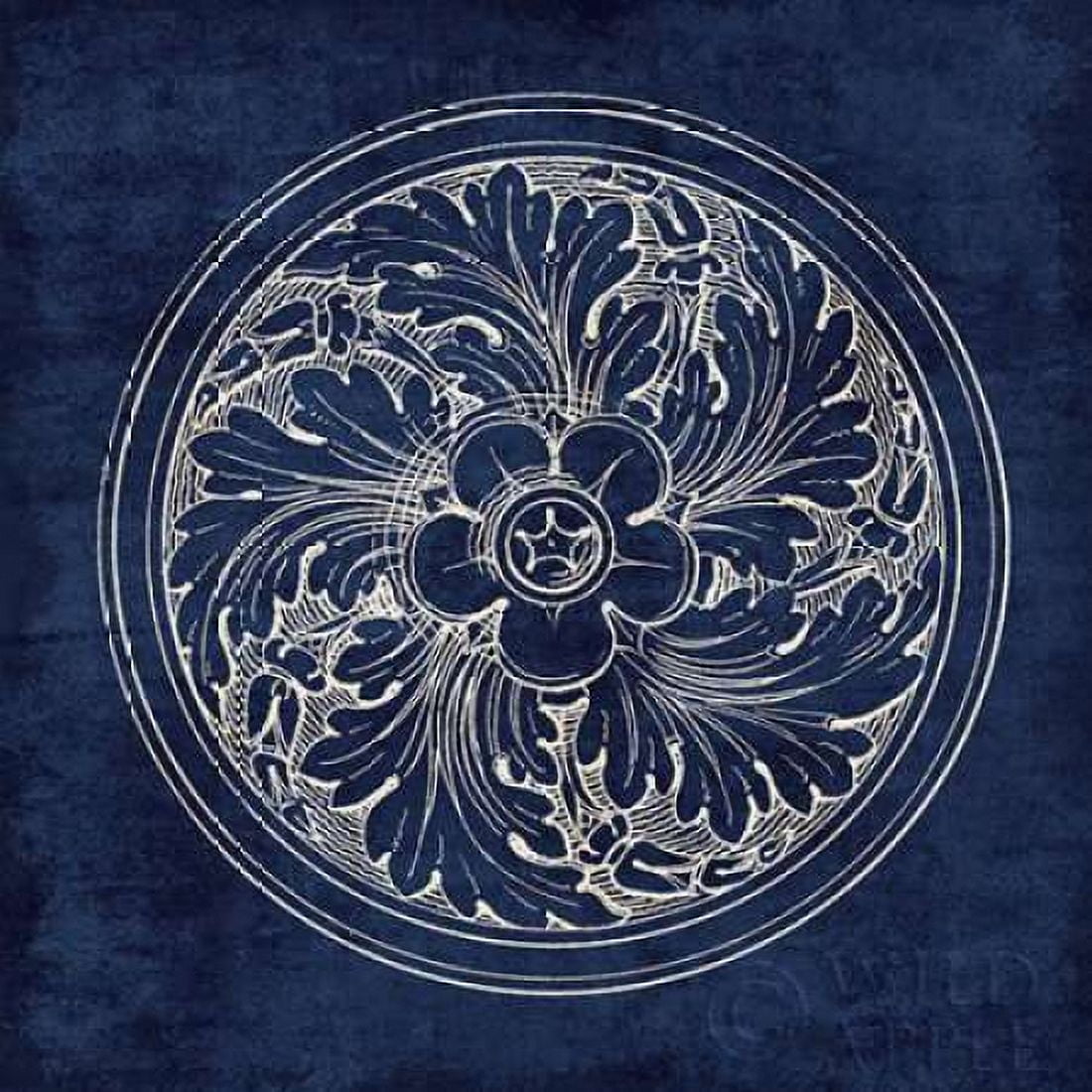 Rosette II Indigo Canvas Art - Wild Apple Portfolio (24 x 24)