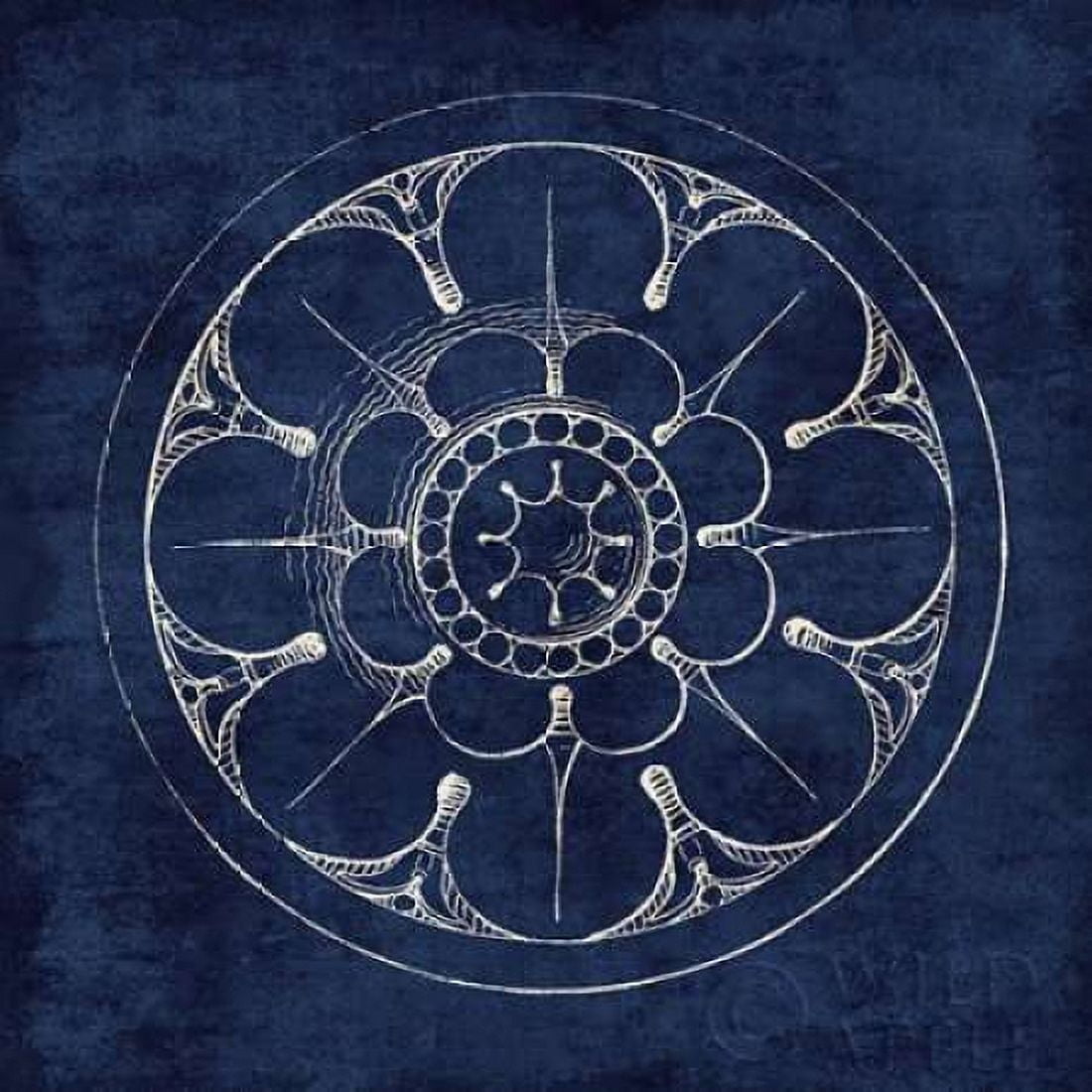 Rosette III Indigo Canvas Art - Wild Apple Portfolio (24 x 24)