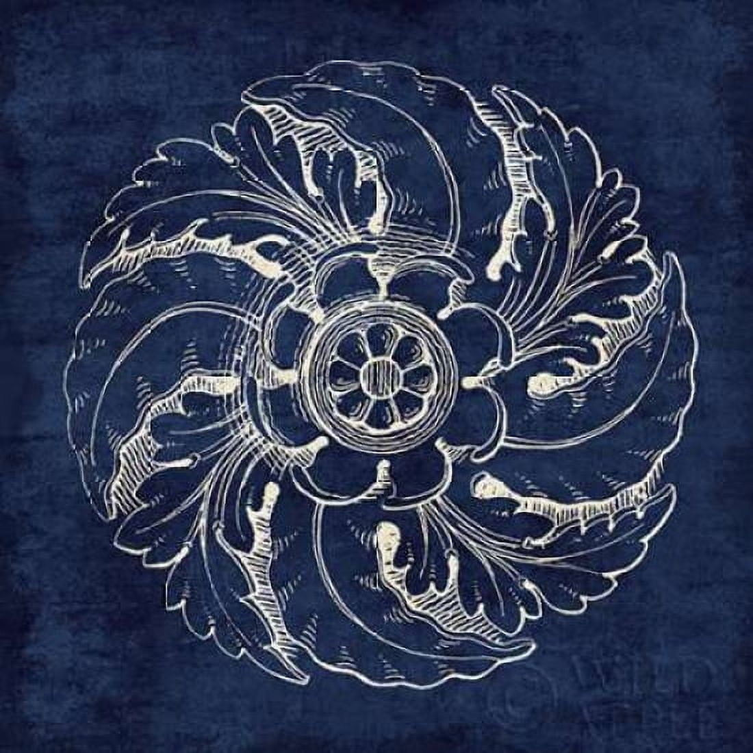 Rosette IV Indigo Canvas Art - Wild Apple Portfolio (24 x 24)