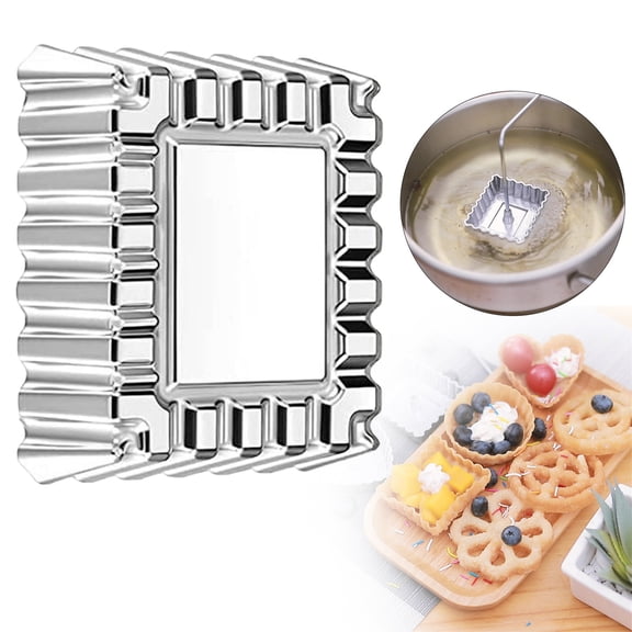 Rosette Iron Mold, Bunuelos Mold with Handle, Cooking Stamp Maker, Cookie Cutter Aluminum Alloy Waffle Maker for Kitchen Baking Cooking Housewares Square