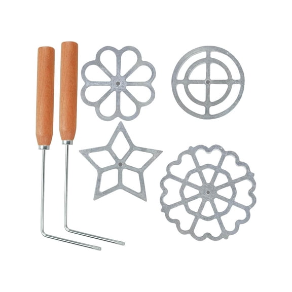 Rosette Irons, Bunuelos Mold with Handle Aluminum Waffle Molds Detachable Rosette Maker Funnel Cake Tool for Kitchen Baking