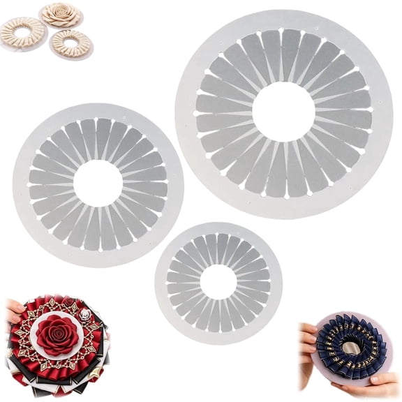 Rosette Maker Badge Button Ornament, Handmade Ribbon Flower Maker Tool, Clear Plastic Template Brooch for Fabric Rosettes Bows DIY CraftsMix