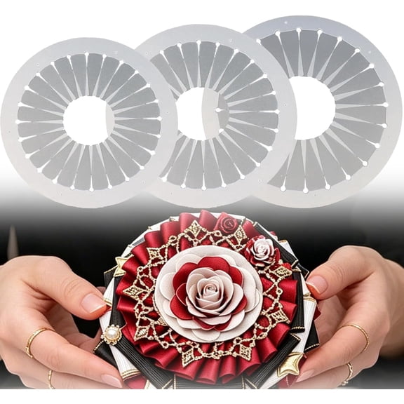 Rosette Maker Tool 9/12/15cm, DIY Handmade Ribbon Flower Maker, Clear Plastic Template for Fabric Rosettes Bows, Crafts3 Sizes, Clear