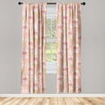 thumbnail image 1 of Rosette Pattern Window Curtains, Aloha Hawaii Vibes Linear Roses on Monstera Leaves Backdrop, Lightweight Decor 2-Panel Set with Rod Pocket, Pair of - 28"x63", Pastel Pink Avocado Green, by Ambesonne, 1 of 1