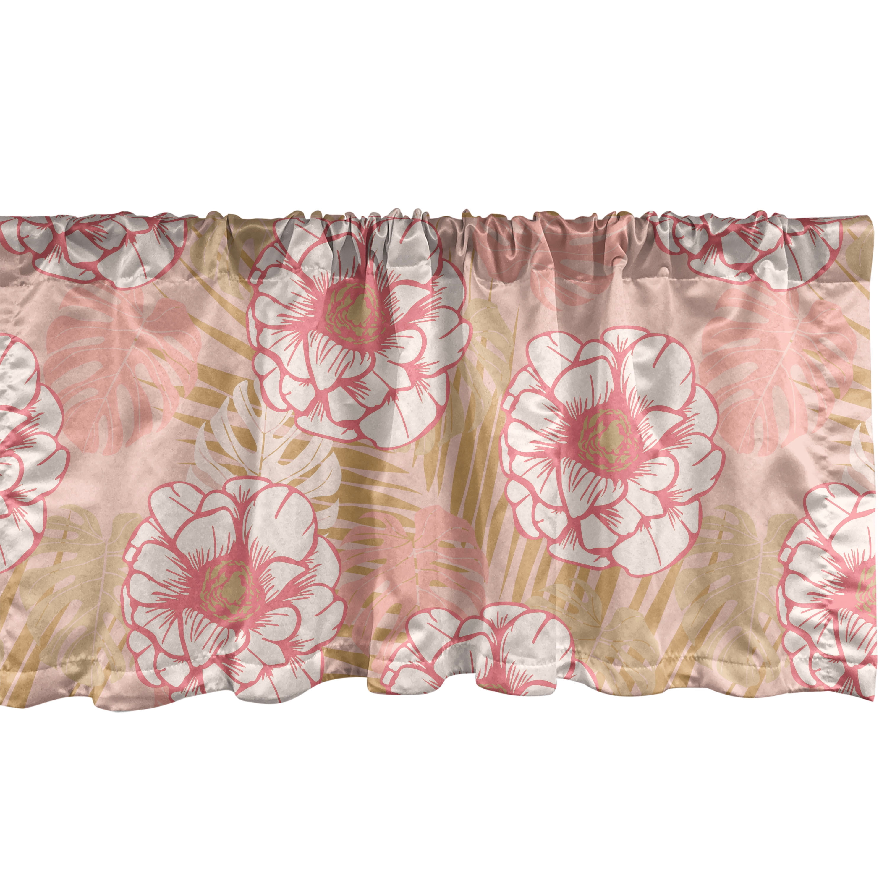 Rosette Pattern Window Valance, Aloha Hawaii Vibes Linear Roses on ...