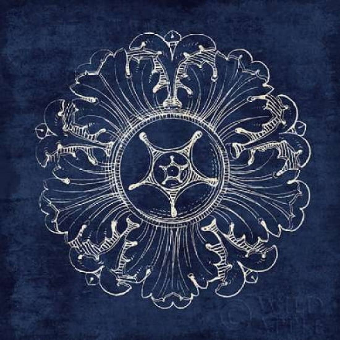 Rosette VI Indigo Canvas Art - Wild Apple Portfolio (24 x 24)