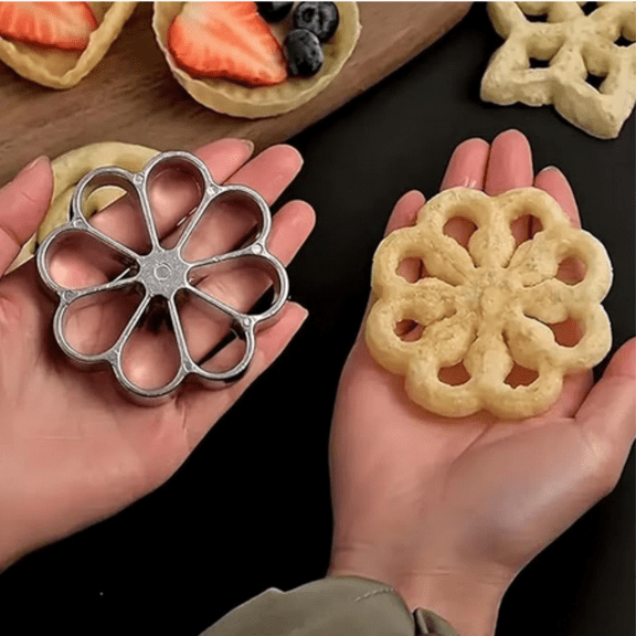 Rosettes Timbale Set, Rosette Iron Set with Handle, Lotus Flower Bunuelos Cookie Mold, Funnel Cake Maker Kit for Kitchen Baking Cooking Housewares