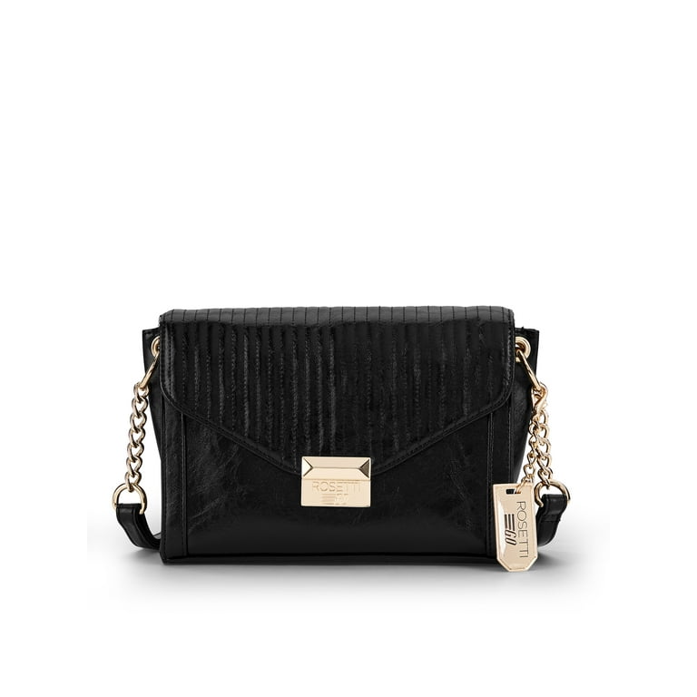 River Island Quilted Cross Body Bag with Chain Strap in Black