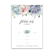 Succulents JOIN US Invitations   Pack of 25   for Any Special Event, Baby Showers, Birthday Party, Engagement, Wedding, GREENERY Blank Fill-in INVITES, Unique Invite I301-INV1