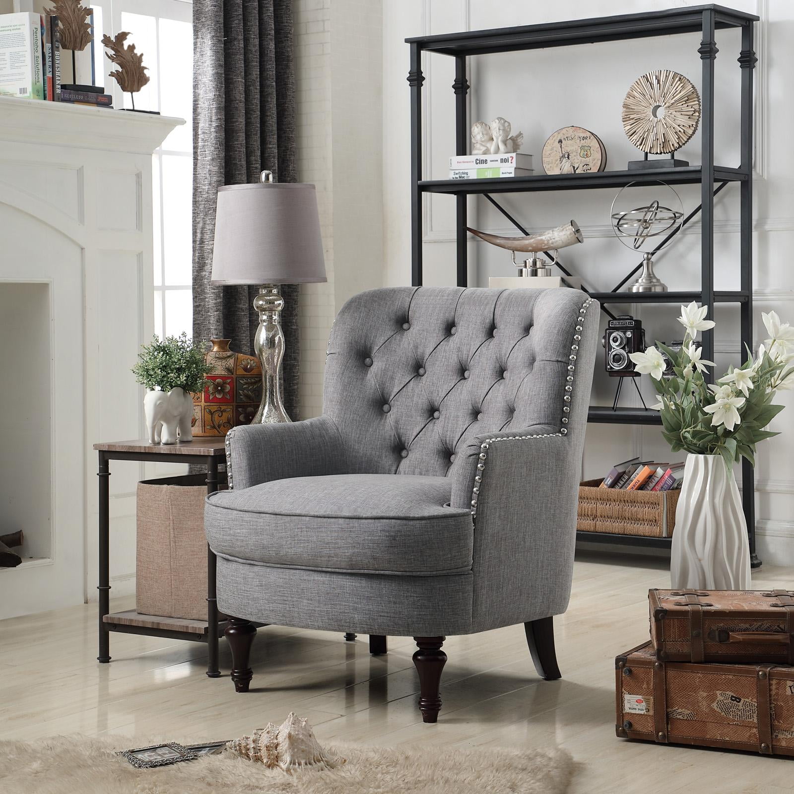 Rosevera Lorenzo Tufted Button Arm Chair Walmart