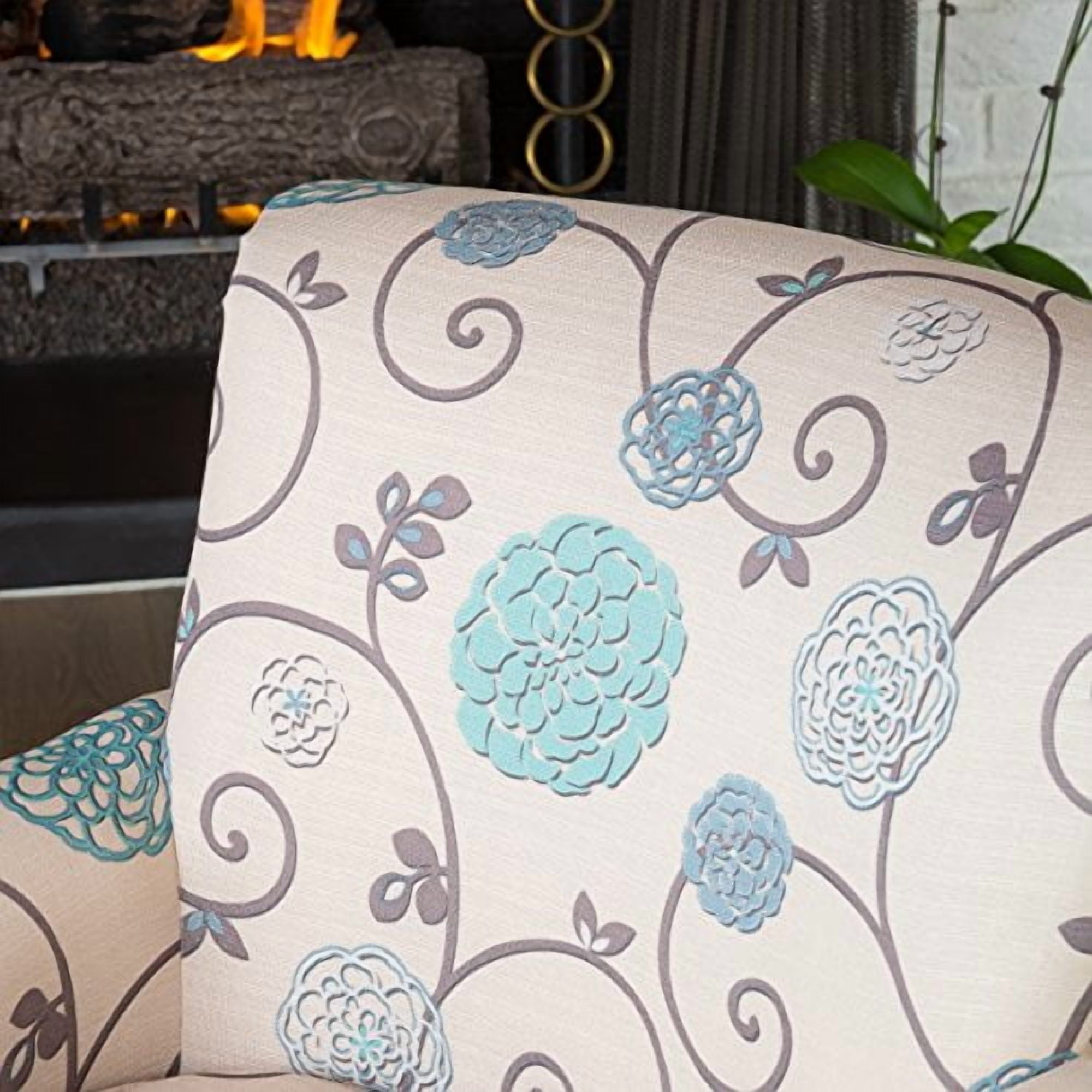 Roseville Blue Floral Club Chair