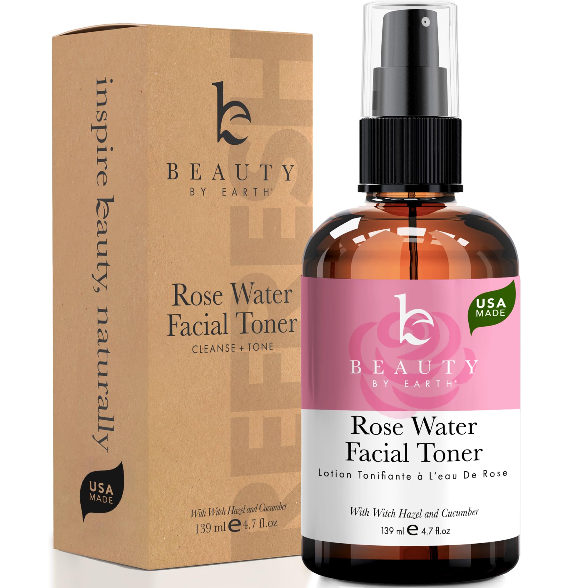 Rosewater Face Mist Hydrating Rose Toner Face Spray Mist with Witch