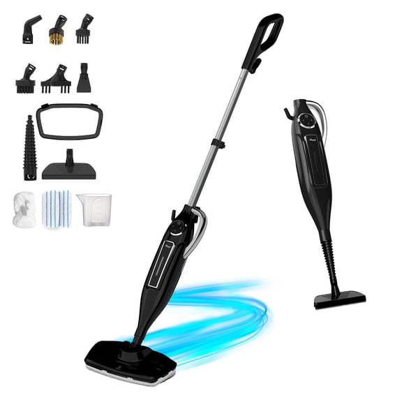 Rosewill 11-in-1 Steam Mop, 260F Handheld Steam Cleaner, 1200W Detachable Steam Mops for Floor Cleaning,  Removable Tank, Multi-Purpose Steamer for Hardwood, Tile, Grout, Furniture - Black