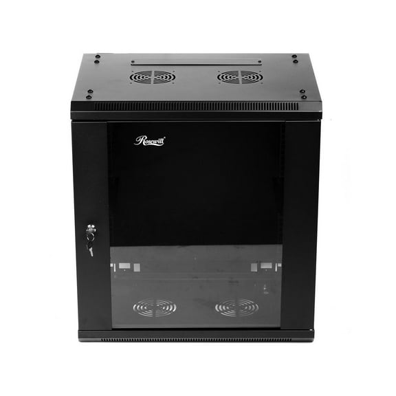 Rosewill 12U Server Rack Enclosure with Glass Door, Locks, & Removable Side Panels Wall Mount Network Cabinet 19 Inch Rack 17.7 Inches Deep Fully Assemble-RSWM-12U001