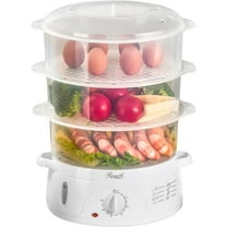 Rosewill 4 in 1 Electric Food Steamer, Steamer, Baby food maker, Rice cooker and Sterilizer, 800W turbo steam fast heating, 3 Tier stackable baskets,9.5Qt