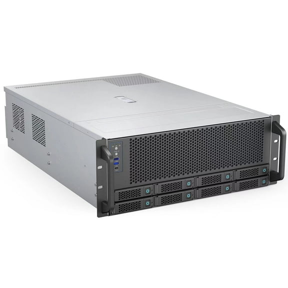 Rosewill 4U Server Chassis|Supports up to 4 GPUs|8 Hot-Swap 3.5"/2.5" SATA/SAS up to 12Gbps|E-ATX Compatible|3x 12038 Hot-Swap Fans, 2 Rear 8038 Fans|USB 3.2 Type-C|With Rail Kit|Ideal for AI Servers