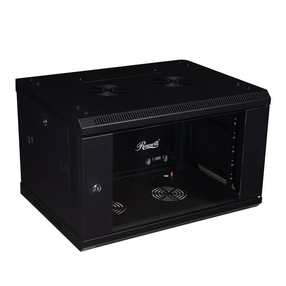 Rosewill 6U Server Rack Enclosure with Glass Door, Locks, & Removable Side Panels Wall Mount Network Cabinet 19 Inch Rack 17.7 Inches Deep