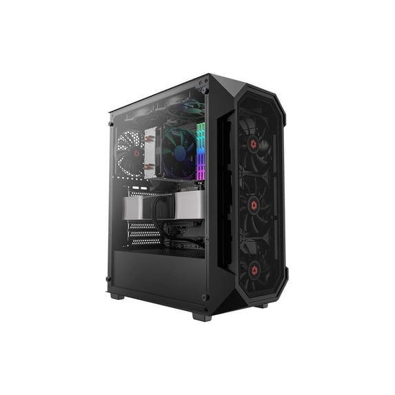 Rosewill ATX Mid Tower Gaming Computer PC Case Tempered Glass, Built-in 4X 120mm PWM Fans, Front Airflow Mesh, Up to 6 x120mm Fans, 340mm GPU/VGA, 360mm AIO/Radiator, 160mm CPU Cooler