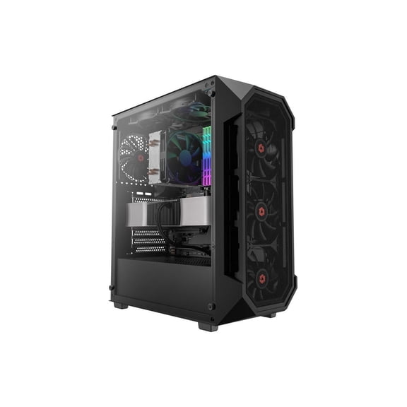Rosewill ATX Mid Tower Gaming Computer PC Case Tempered Glass, Built-in 4X 120mm PWM Fans, Front Airflow Mesh, Up to 6 x120mm Fans, 340mm GPU/VGA, 360mm AIO/Radiator, 160mm CPU Cooler